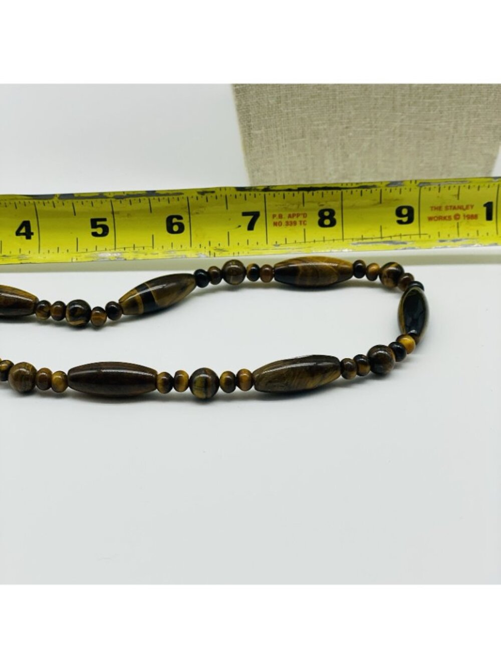 Tiger Eye Beaded Necklace Brown Gold Natural Stone Graduated Bead Strand - Picture 9 of 9